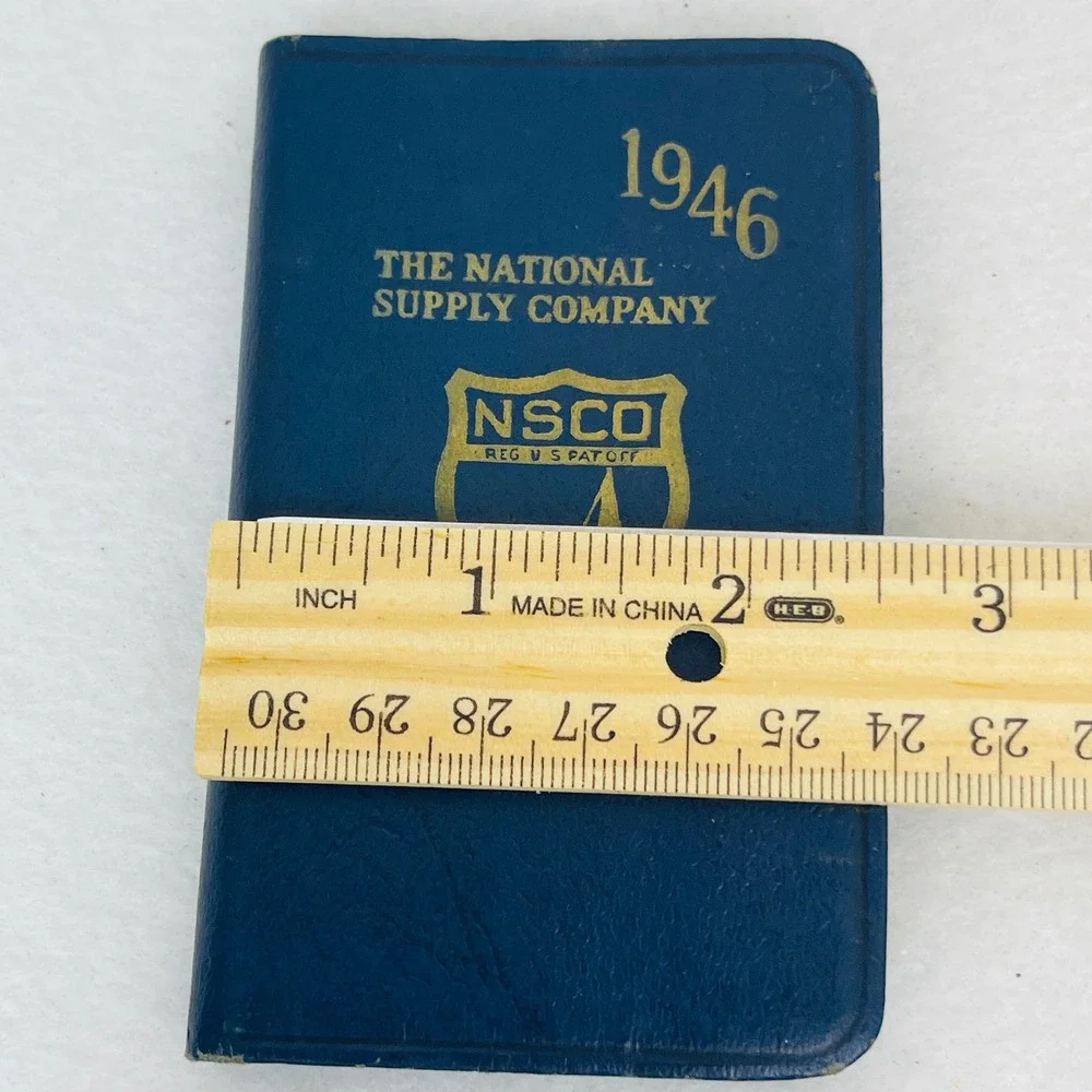 Vintage 1946 The National Supply Company NSCO Pocket Planner Calendar Blue Gold